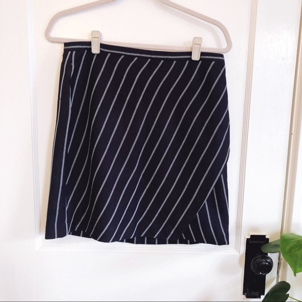 Banana Republic Navy Stripe Wrap A-Line Skirt